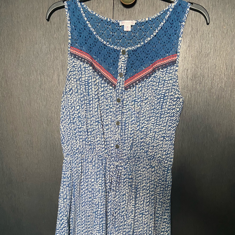 Blue and white romper